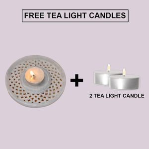 Bougie chauffe-plat en marbre avec motif mandala, porte-bougie artisanal pour la décoration de la maison, fait main - Product Image 3