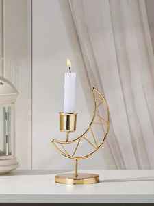 Gold Metal Geometric Oval Circle <b>Taper</b> <b>Candle</b> Holder Set Wedding Dining Table Centerpiece Home Decoration Items Luxury Essential - Product Image 6