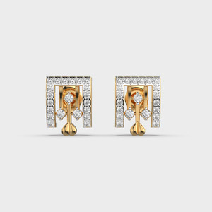 Pendientes de Diamantes Redondos Cultivados en Laboratorio con Certificación IGI, Oro Amarillo/Blanco/Rosa de 14K, Diseño de Halo Cuadrado - Product Image 1