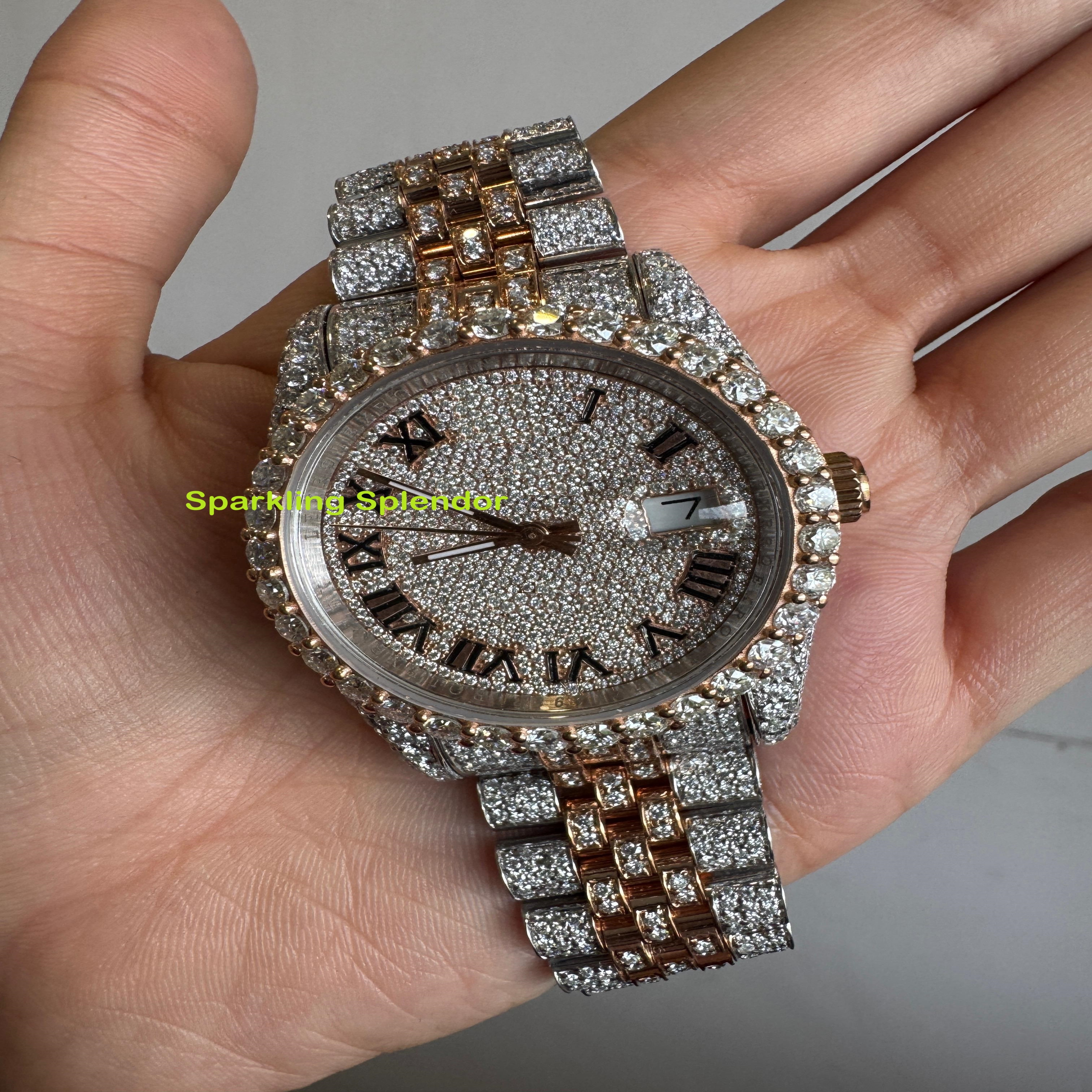 Fruta deliciosa relojes de diamante reales para hombres