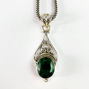 Handmade Emerald Agate Pendant Made with 925 Sterling <b>Silver</b> Made in India Comfortable Wear Any Occasion - Product Image 1