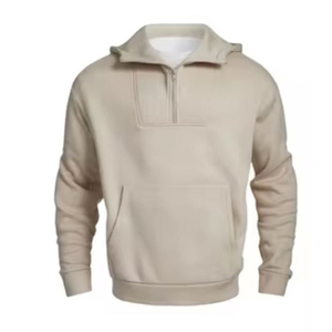 Sudadera con Capucha de Forro Polar para Hombre, con Cierre de Media Cremallera, Diseño Gráfico con Letras, Logotipo Personalizado al por Mayor, Sudadera de Algodón y Poliéster Lavado para Hombre - Product Image 1