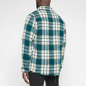 Chemises en flanelle à carreaux vert et bleu respirantes pour hommes, coupe régulière, personnalisables, collection 2026 – Vente en gros - Product Image 2