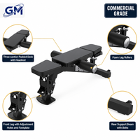 Banc de musculation pliable à trois positions avec rouleaux pour les jambes, support pour la poitrine et le dos, construction en acier, capacité de 1,6T pour salle de sport commerciale