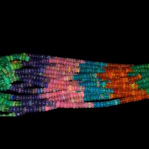 Perles de rondelle lisses d'opale de disco 5mm pierre précieuse d'opale éthiopienne naturelle brin lâche pour la fabrication de bijoux artisanat approvisionnement en vrac en gros - Product Image 2