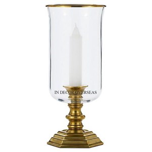 Set Of 2 High Gold Plated Metal Base And <b>Top</b> Designer For Clear Glass Cylendriical Shape Wedding Decor Hurricane Candle Holder - Product Image 5