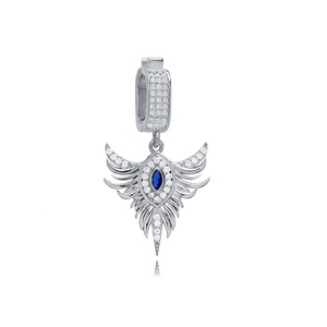 CZ Sapphire Phoenix Design Charme pour Bracelet 925 Sterling Silver Wholesale Handcrafted Fine Jewelry - Product Image 3