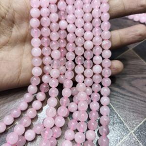 Natural Rose Quartz Sterling Silver 8mm Smooth Beads Healing Crystal Boho Gemstone <b>Necklace</b> Wedding Gift Jewelry - Product Image 2