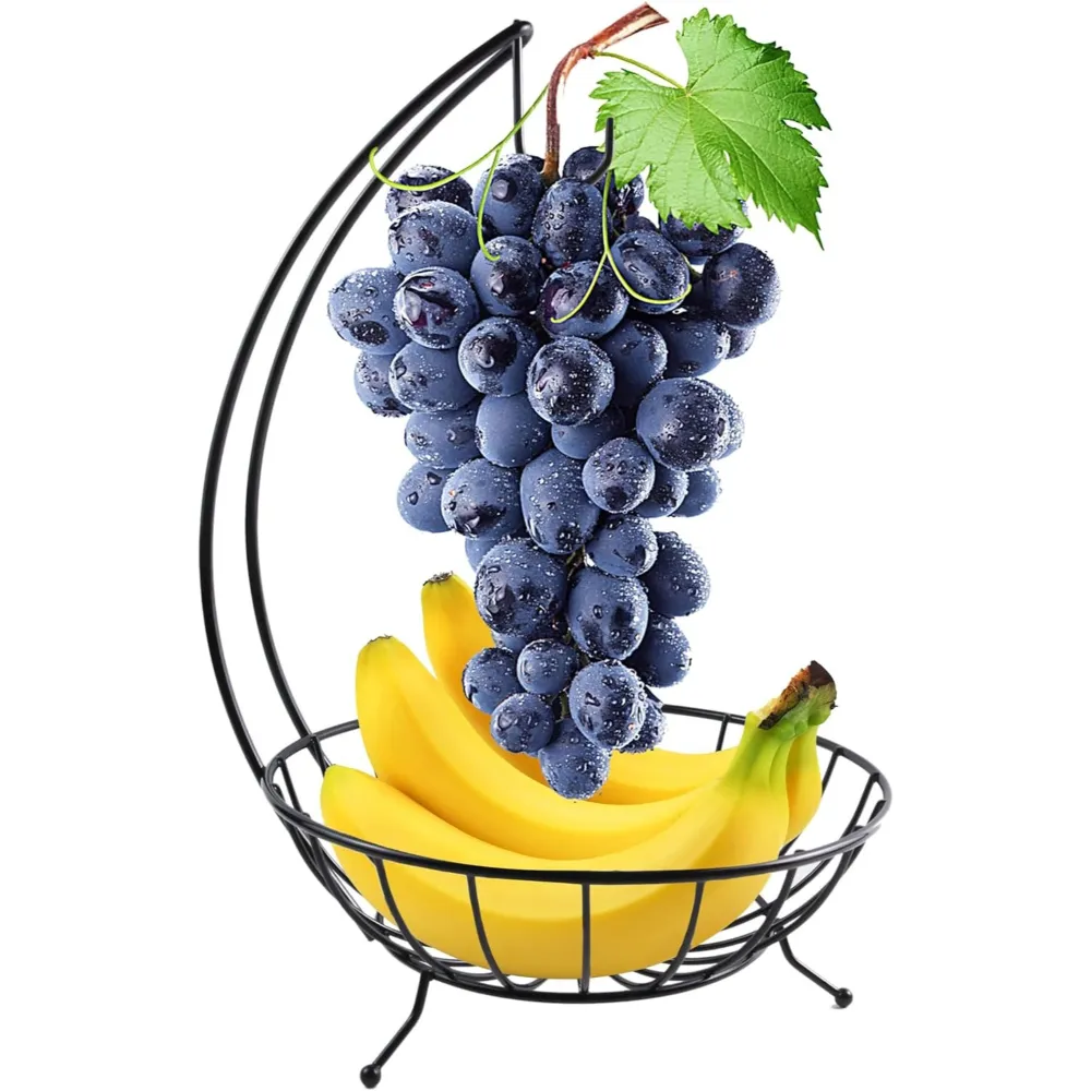 Luxurious Made in India at Good Price Metal Wire Fruit Basket with Banana Hook Kitchen Storage Basket for Home and Hotel Use