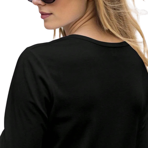 <b>Women</b> <b>Black</b> Three Quarter Sleeve T <b>Shirt</b> O-Neck Regular Fit Soft Stretch Breathable Quick Dry Knitted Solid Cute Everyday Basic - Product Image 4