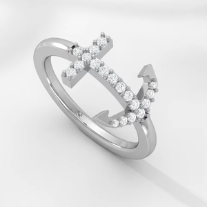 Anillo Elegante de Oro de 14K y Diamantes Naturales para Mujer, Modelo 'Ancla del Océano' - Product Image 1