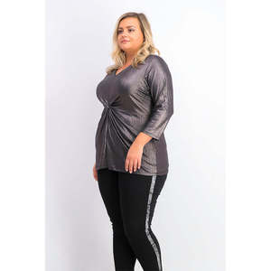 Top in Maglia da Donna Alfani Taglia Extra Large Nero con Design Intrecciato Metallizzato sul Davanti - Product Image 3