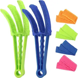Window Blind Cleaner Duster Brush Kit 2 Pack Brush with 6 Microfiber Sleeves Blind Cleaner Tools for Air Conditioner Dust