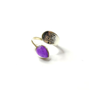 Bague en améthyste de 3,9 grammes, motif géométrique, plaqué rhodium, ensemble de bijoux pour usage quotidien avec incrustation de chiffres - Product Image 1