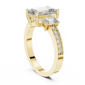 แหวนหมั้นเพชรทรงมรกตแบบทริโลจี ชุบทอง/เงิน/โรสโกลด์ น้ำหนัก 3.3 กรัม - Product Image 4