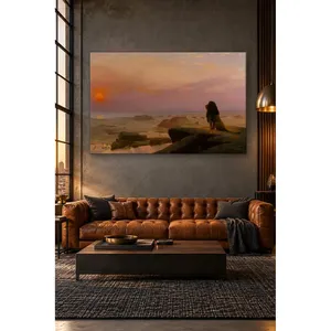 Fida Jean-Lon Grme Lion observant le coucher du soleil, impression sur toile - Product Image 2
