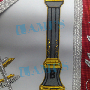 Past Masters B&J Pillars Masonic <b>Red</b> Apron Handmade Embroidery Custom Masonic Regalia Apron - Product Image 4