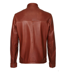 100% Genuine High Quality Custom Leather <b>Jacket</b> with Stand Collar Breathable Satin Fabric <b>Biker</b> Style OEM Wholesale - Product Image 6