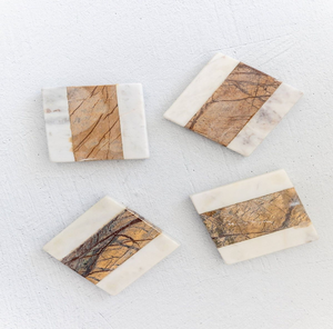 Disques modernes en marbre blanc avec des accents de rayures dorées décalées. Vaisselle élégante disponible à prix de gros. - Product Image 6