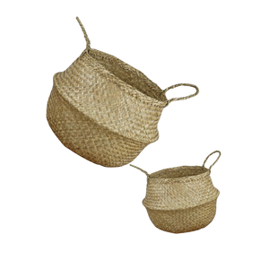 Enhance Your Living Space with a Vietnamese SEAGRASS BELLY <b>BASKET</b> Functional <b>Laundry</b> Storage, Botanical Elegance Planting - Product Image 1