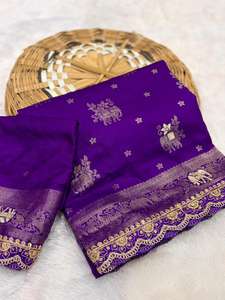 Sari en coton Khadi pur avec bordures festonnées complexes pour femmes adultes, fabriqué en Inde, en stock - Product Image 6