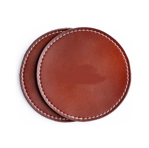 Posavasos de cuero PU Premium ecológicos, alfombrillas/almohadillas de oficina redondas de lujo personalizadas con aspecto elegante y elegante, precio competitivo - Product Image 1
