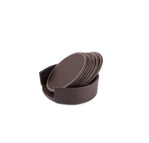 Posavasos de cuero de alta calidad, posavasos de cuero Real para beber, posavasos con forma redonda con soporte - Product Image 5