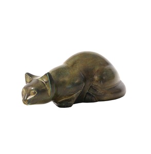 Urne de chat de crémation en laiton avec revêtement en poudre blanche souvenir urne de cendres pour animaux de compagnie urnes de Sculpture de chat personnalisées - Product Image 3