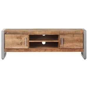 European Modern Industrial Solid Wood Handmade Durable <b>TV</b> Unit with Storage Shelves - Product Image 2