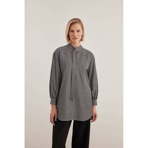 Blusa con Cuello Bordado con Estampado de Leopardo para Mujer, Ropa de Oficina - Product Image 2