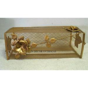 La plupart des fleurs en métal plaqué or de haute qualité de concepteur unique de fantaisie regard attrayant porte-serviettes et boîte de table de pièce maîtresse - Product Image 1