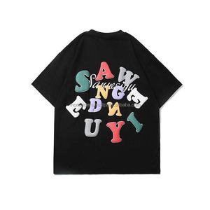 Haut décontracté à manches courtes pour homme 100% coton imprimé de poudre 3D personnalisé T-shirt uni T-shirt pour homme avec logo imprimé personnalisé - Product Image 1