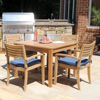 Ensemble de table à manger de jardin Ensemble de salle à manger d'extérieur moderne Ensemble de meubles de salle à manger de jardin en bois de teck massif
