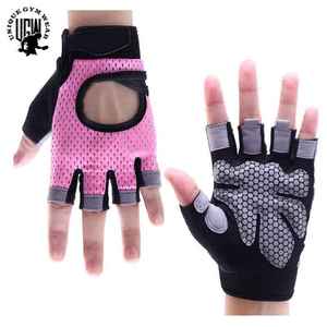 Leather Half Finger <b>Weight</b> Lifting <b>Gloves</b> Non-Slip Palm Adjustable Wrist Strap Breathable Design-Lightweight Unisex Gym <b>Gloves</b> - Product Image 1