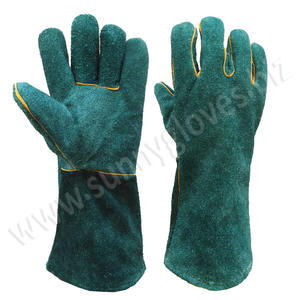 A Grade Superior Green <b>Lined</b> Leather Welders Welding <b>Glove</b> - Product Image 3