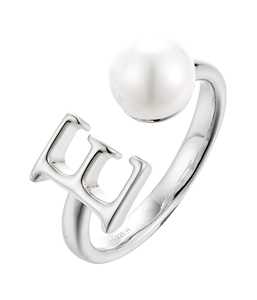 Bague ouverte en argent sterling 925 avec initiale A-Z en perle, bague personnalisée avec lettre, taille US 7, bijoux sur mesure - Product Image 5