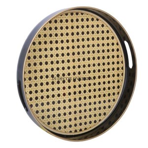 Rotin de qualité exclusive fait forme ronde Restaurant et hôtel articles alimentaires plateau de service Table basse pièce maîtresse et décoration - Product Image 4