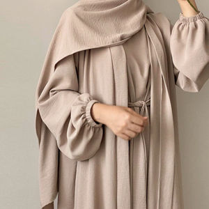 Abaya islamique traditionnelle caftan ouvert sur le devant Abaya 2 pièces respirante pour femmes musulmanes Abaya élégante et modeste pour femmes vêtements musulmans - Product Image 2