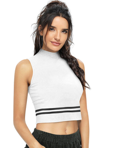 2025 Fabricante OEM personalizado en Pakistán para mujeres camisetas sin mangas que incluyen estilos cortos de cuello alto con MOQ para marcas de fitness - Product Image 1