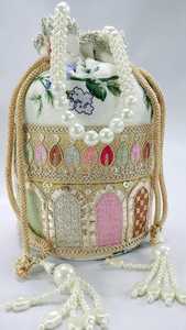 Sac à main Potli brodé élégant traditionnel avec accessoire à la mode de conception de poignée de perle pour l'accessoire décoratif de coût - Product Image 6