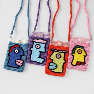 Sac à dos en crochet style campus, en coton tricoté, à bandoulière unique, motif serpent, graffiti parent-enfant, style streetwear, sac à dos puzzle - Product Image 5