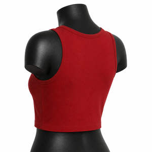Custom <b>Red</b> Women Crop Tank <b>Top</b> Sleeveless Yoga Gym Fitness Activewear OEM Wholesale Sportswear - Product Image 4