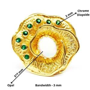 Usure quotidienne 925 argent Sterling plaqué or émeraude opale pierre précieuse Style Vintage luxe mode bague - Product Image 2