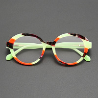 Montures de lunettes rondes bicolores, lunettes décoratives tendance, monture de lunettes unisexe pour tous les jours