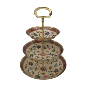 Soporte de postre de pastel de latón de tres niveles Diseño de tendencia Soporte de servicio de frutas de pastel de forma redonda al precio más barato - Product Image 3