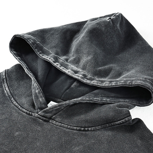 Sudaderas con capucha para hombre de alta calidad personalizadas con logotipo bordado Premium 100% tela mezclada de algodón lavado ácido ropa de calle para invierno - Product Image 3