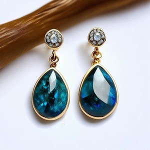 Boucles d'oreilles de luxe en argent sterling 925 avec pierres précieuses pour femmes Boucles d'oreilles plaquées or 18 carats - Product Image 4