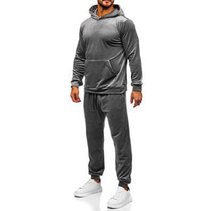 Sudadera con capucha para hombre, conjunto deportivo de forro polar cálido para invierno, ropa informal de moda urbana, venta al por mayor OEM - Product Image 5