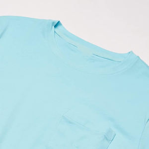 T-shirt bleu à impression de logo personnalisé à la mode pour hommes T-shirt décontracté en polyester de coton à manches courtes et à épaules tombantes pour les hommes - Product Image 5