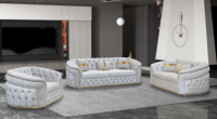 Ensemble de canapés en bois de style italien de luxe pour salon, commode incurvée pour villa, meubles de maison